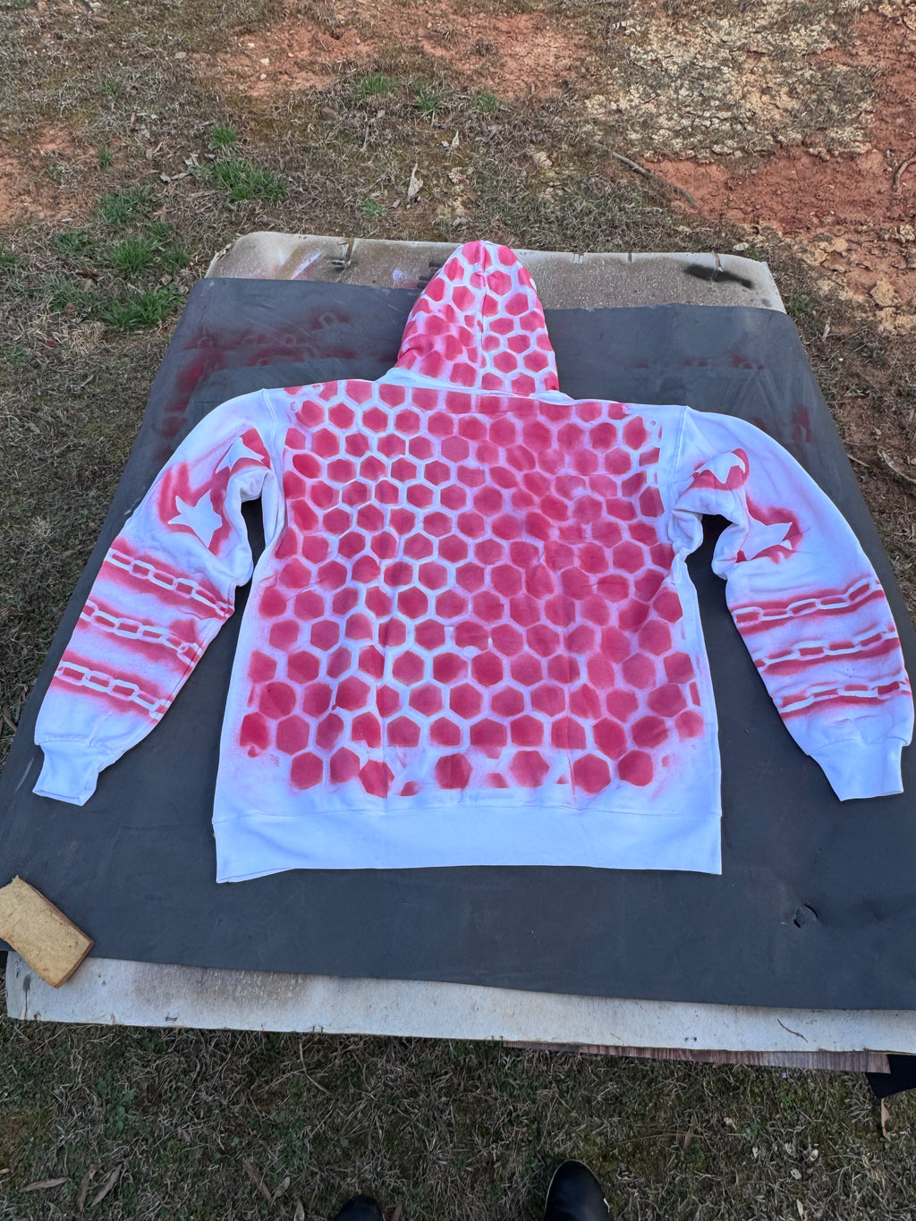 Just Success White & Red Custom Hoodie - Hand-Designed Streetwear