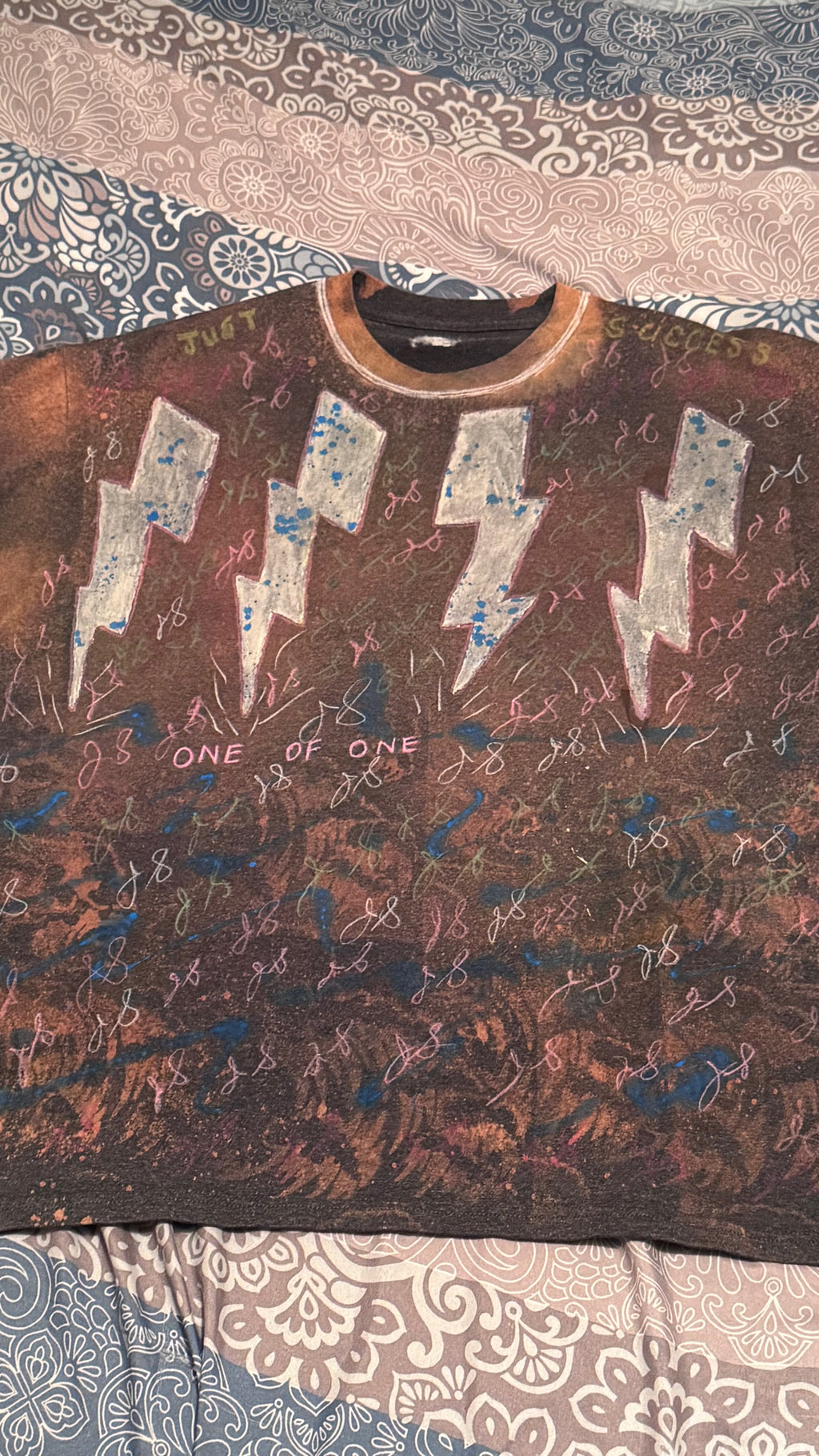 Just Success Lightning Bolt Tee - 1 of 1 Hand-Designed Streetwear