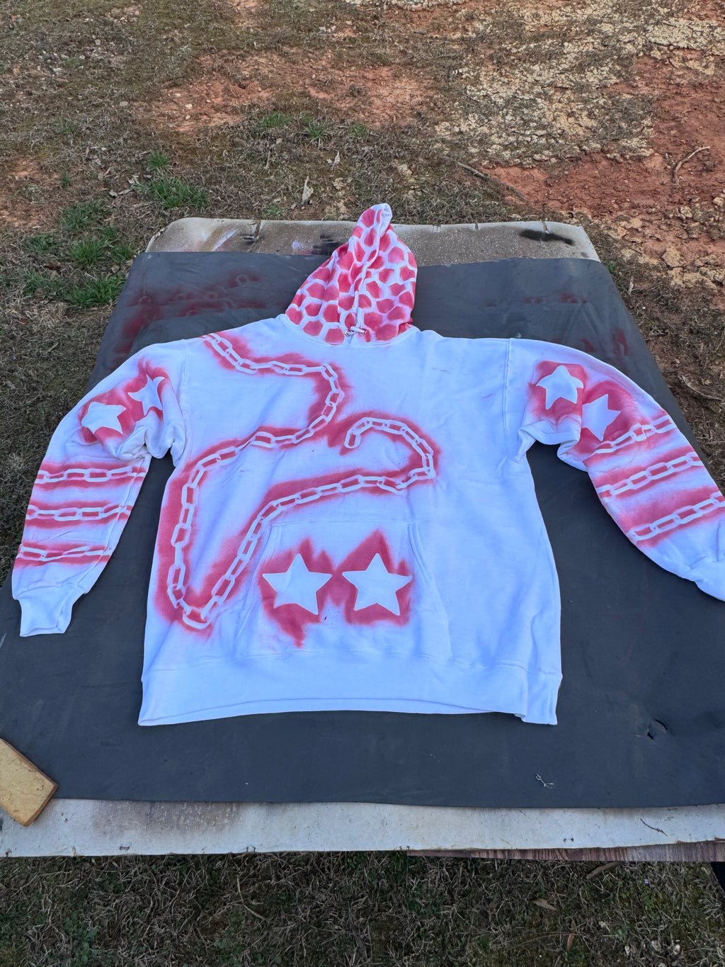 Just Success White & Red Custom Hoodie - Hand-Designed Streetwear