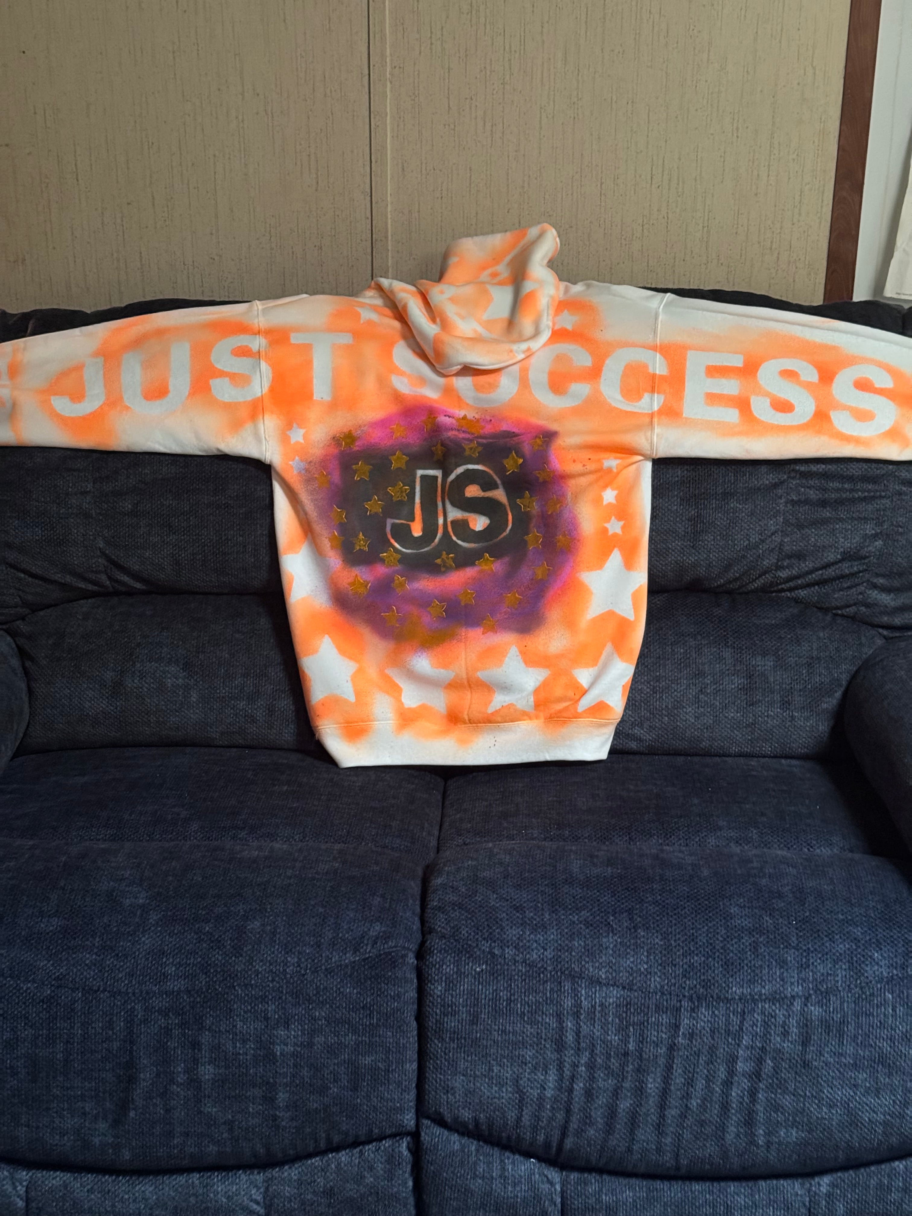 Orange on White Custom Hoodie - Bold Hand-Designed Streetwear